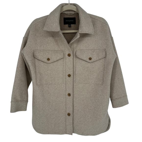 Banana Republic Cream Petite Cozy Shirt Coat Pockets Comfort Winter Utility XXSP - Picture 1 of 7